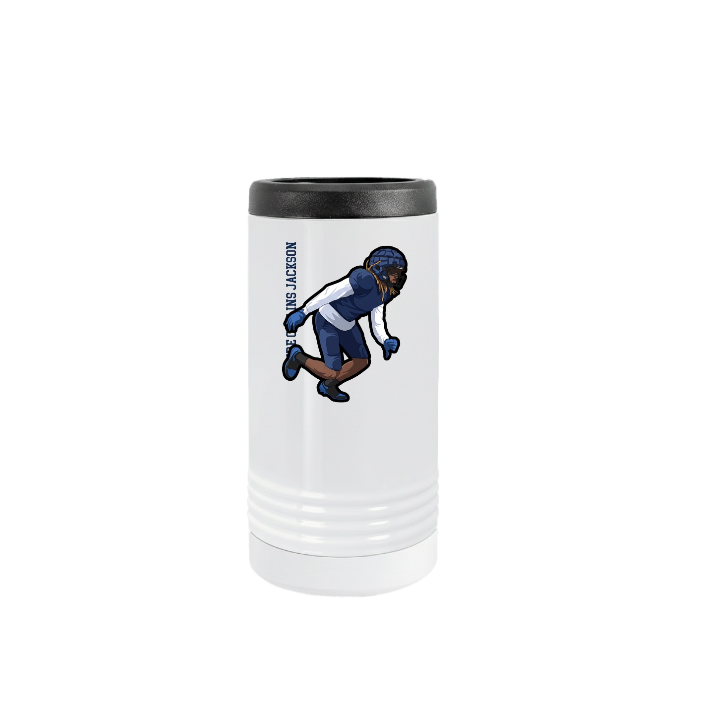 Slim Beverage Holder — Name Vertical in White
