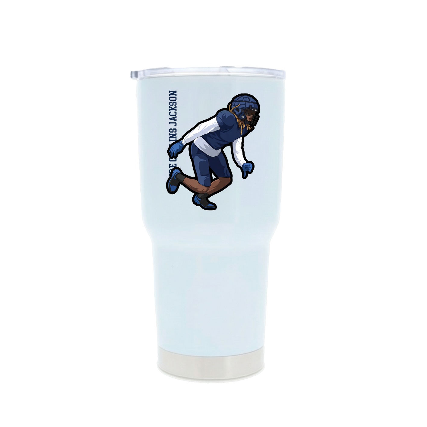 30oz Stainless Steel Tumbler — Name Vertical in White