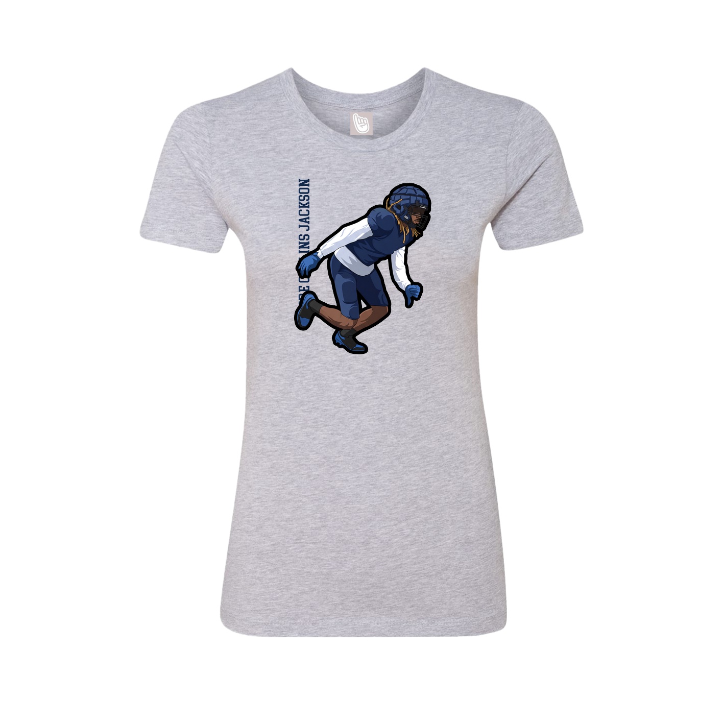 Fitted Women's Tee — Name Vertical in Grey