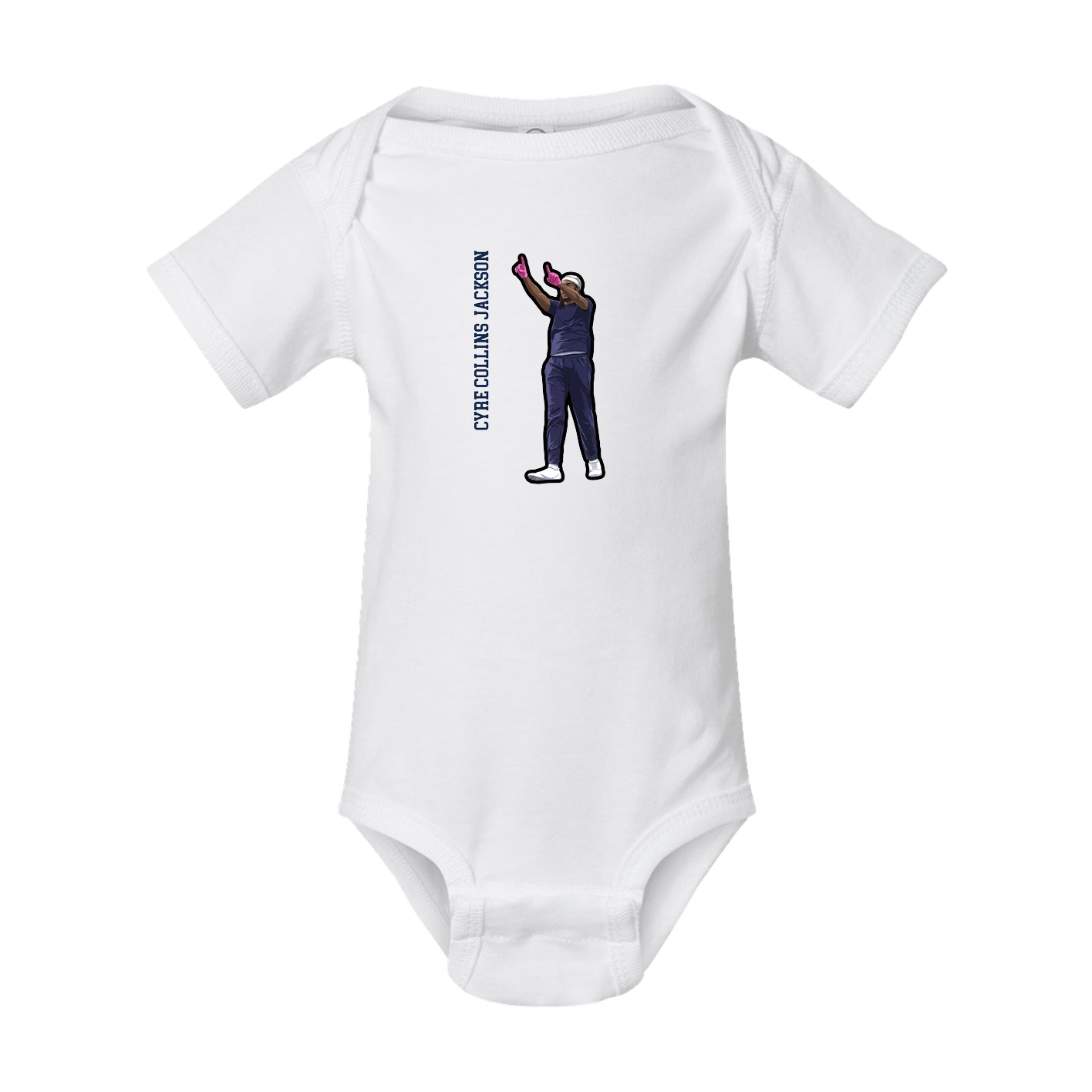 Baby Onesie — Name Vertical in White