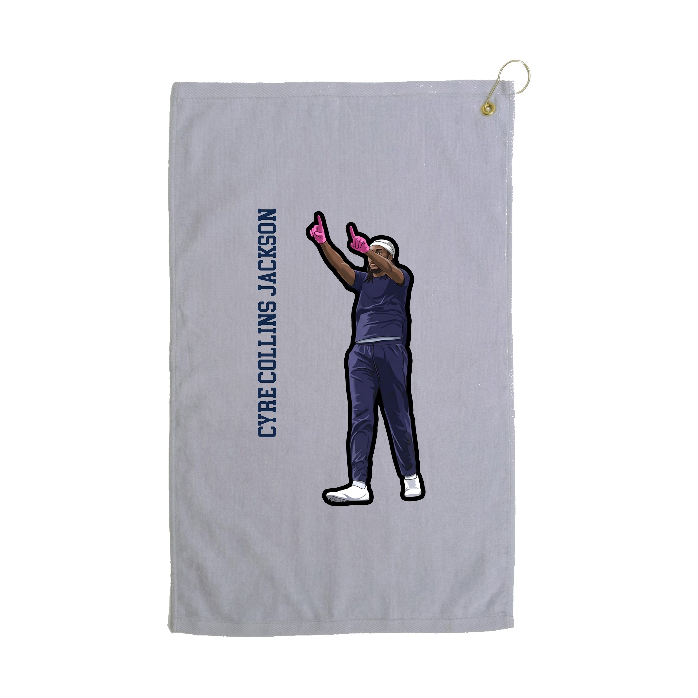 Golf Towel — Name Vertical in Grey