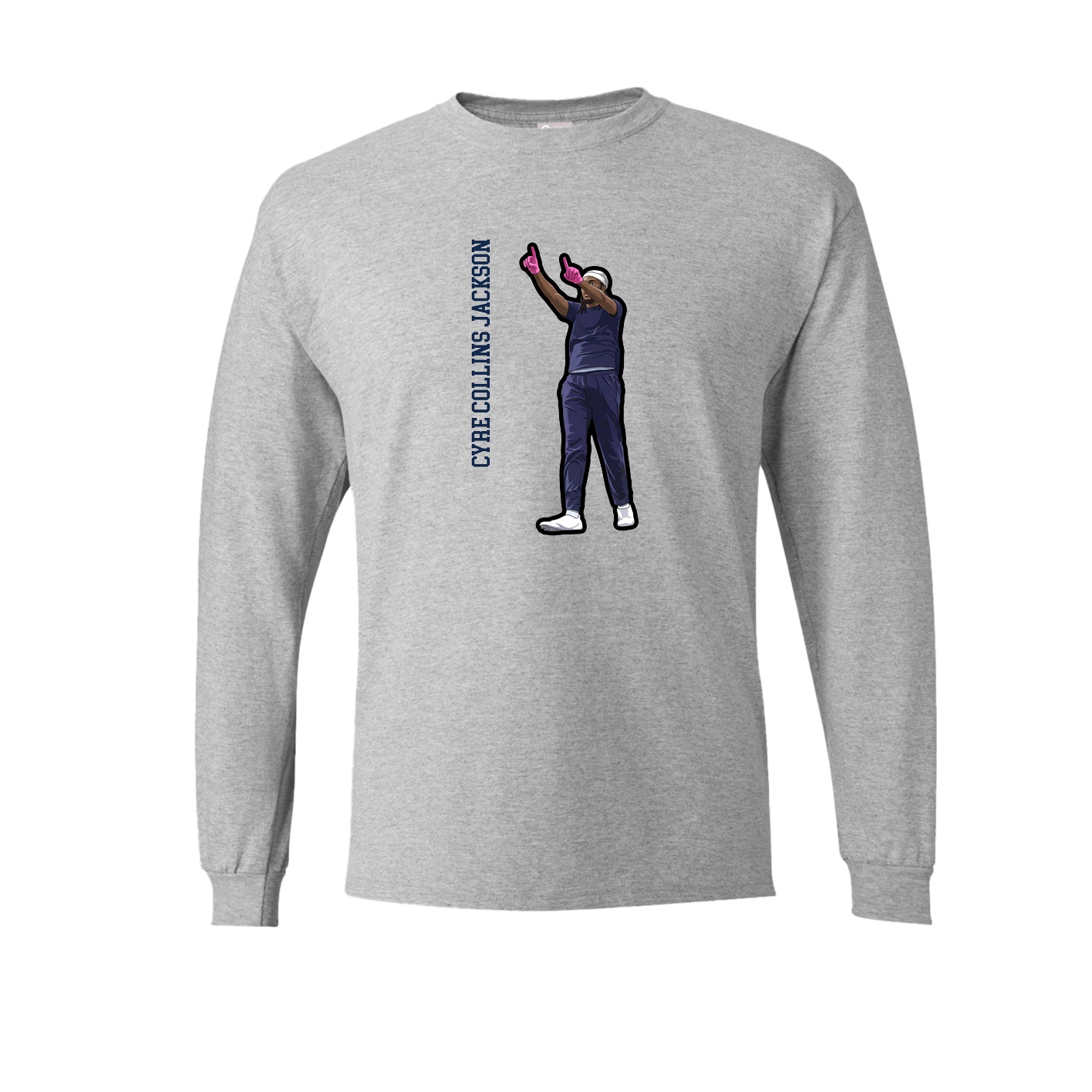 Long Sleeve Tee — Name Vertical in Grey