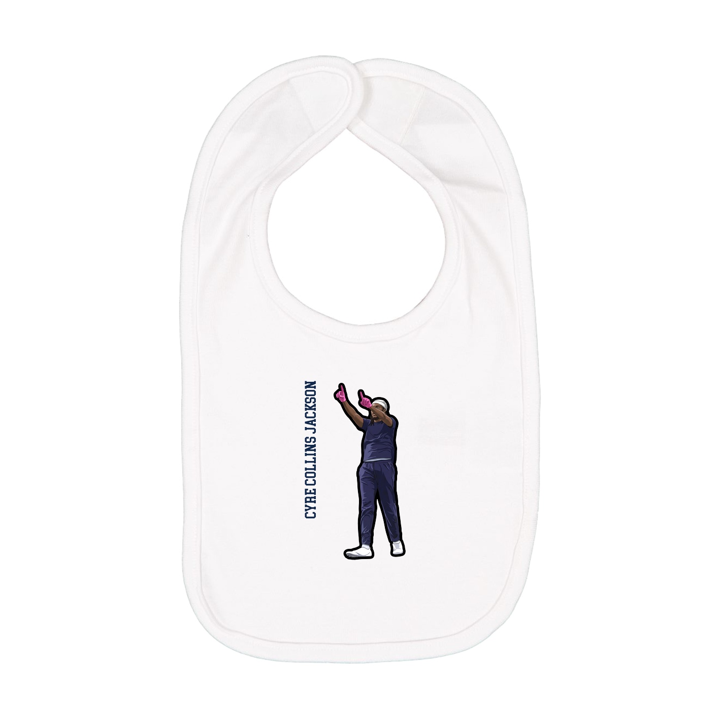 Infant Bib — Name Vertical in White