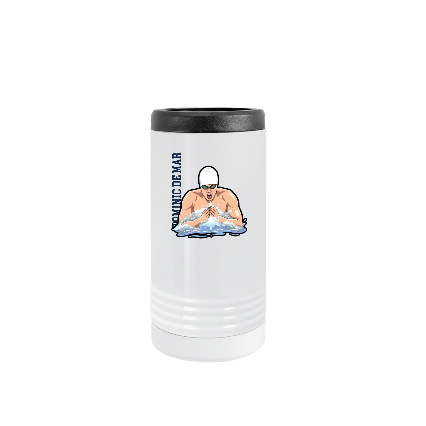 Slim Beverage Holder — Name Vertical in White