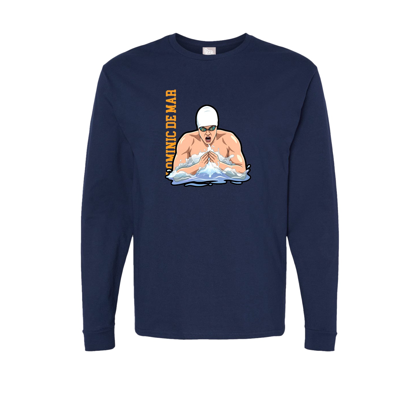 Long Sleeve Tee — Name Vertical in Navy