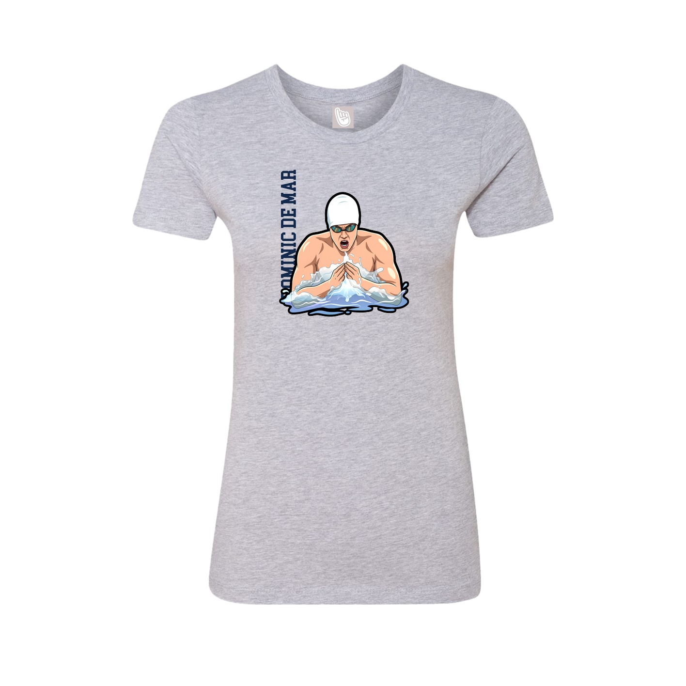 Fitted Women's Tee — Name Vertical in Grey