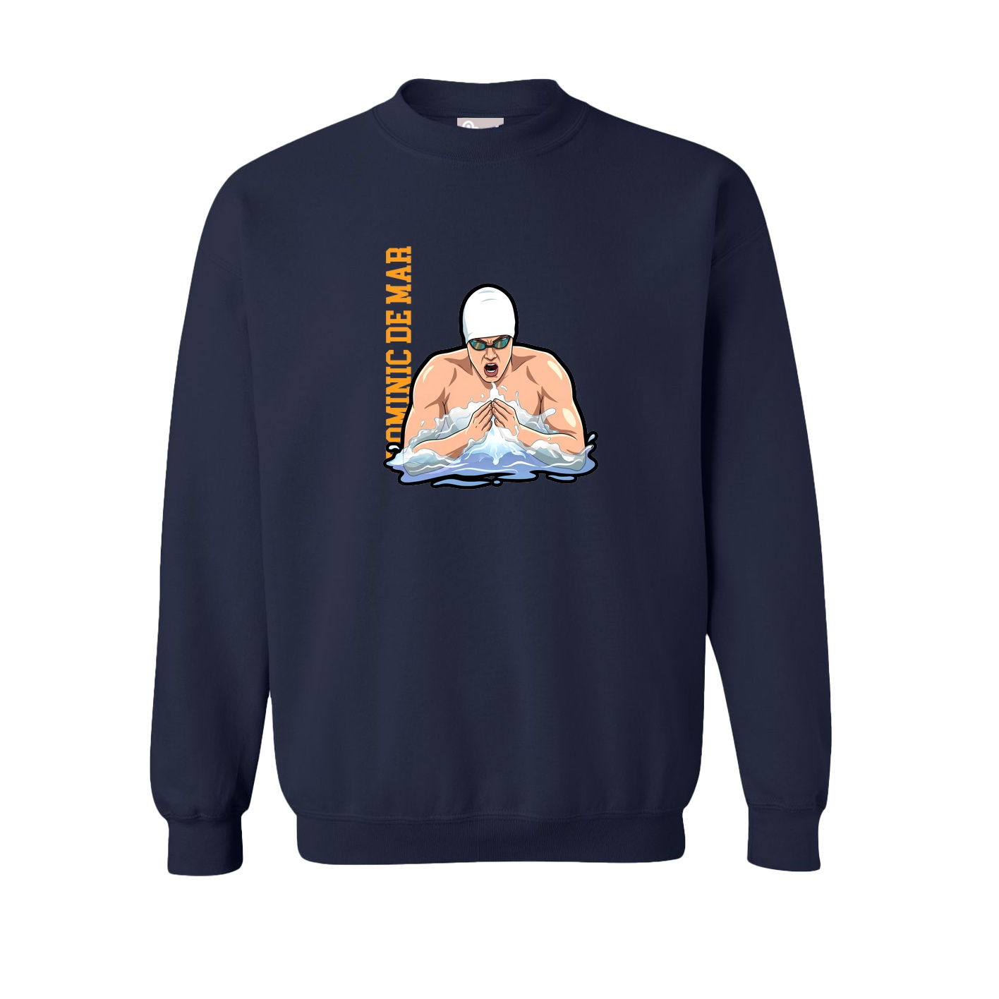 Fleece Crew — Name Vertical in Navy