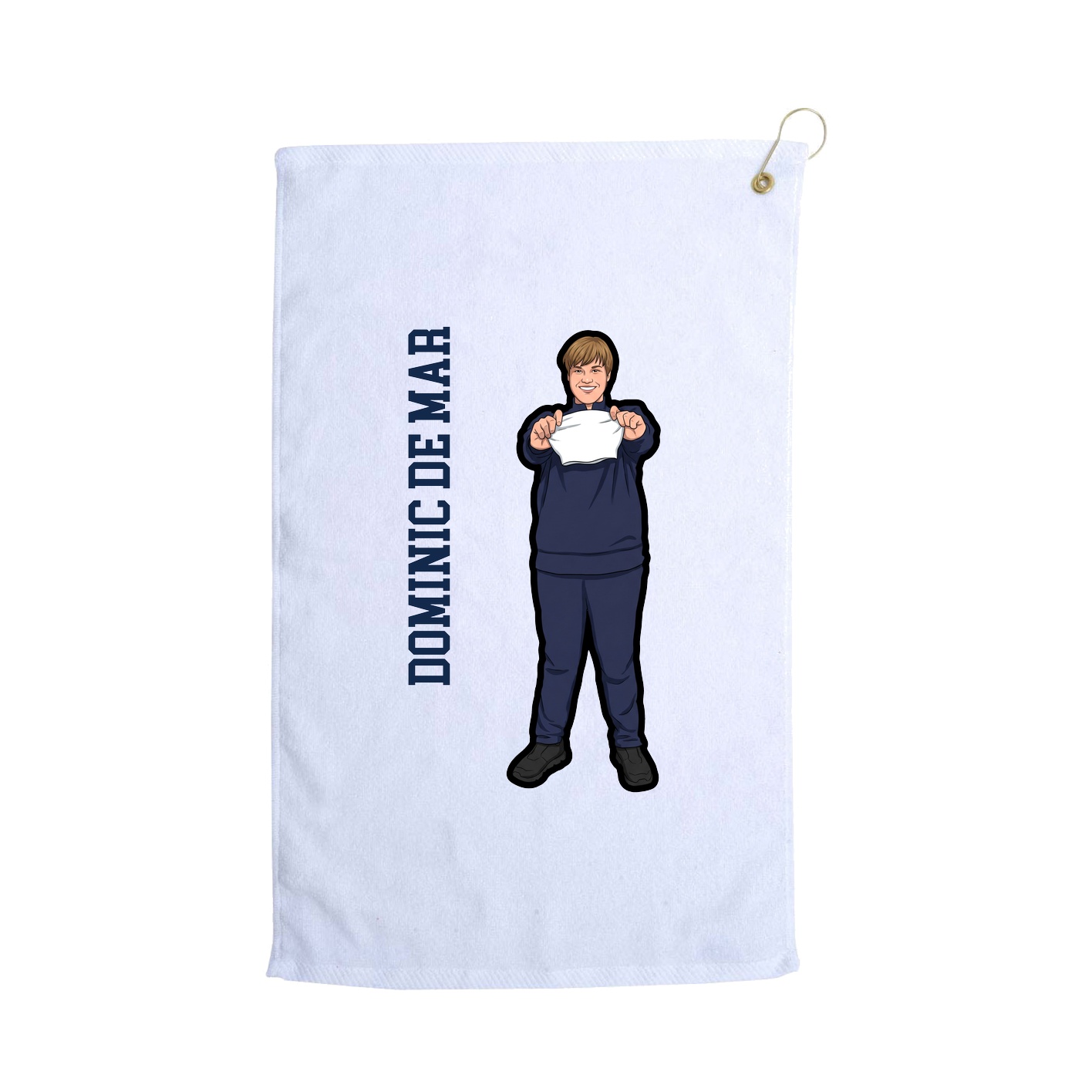 Golf Towel — Name Vertical in White