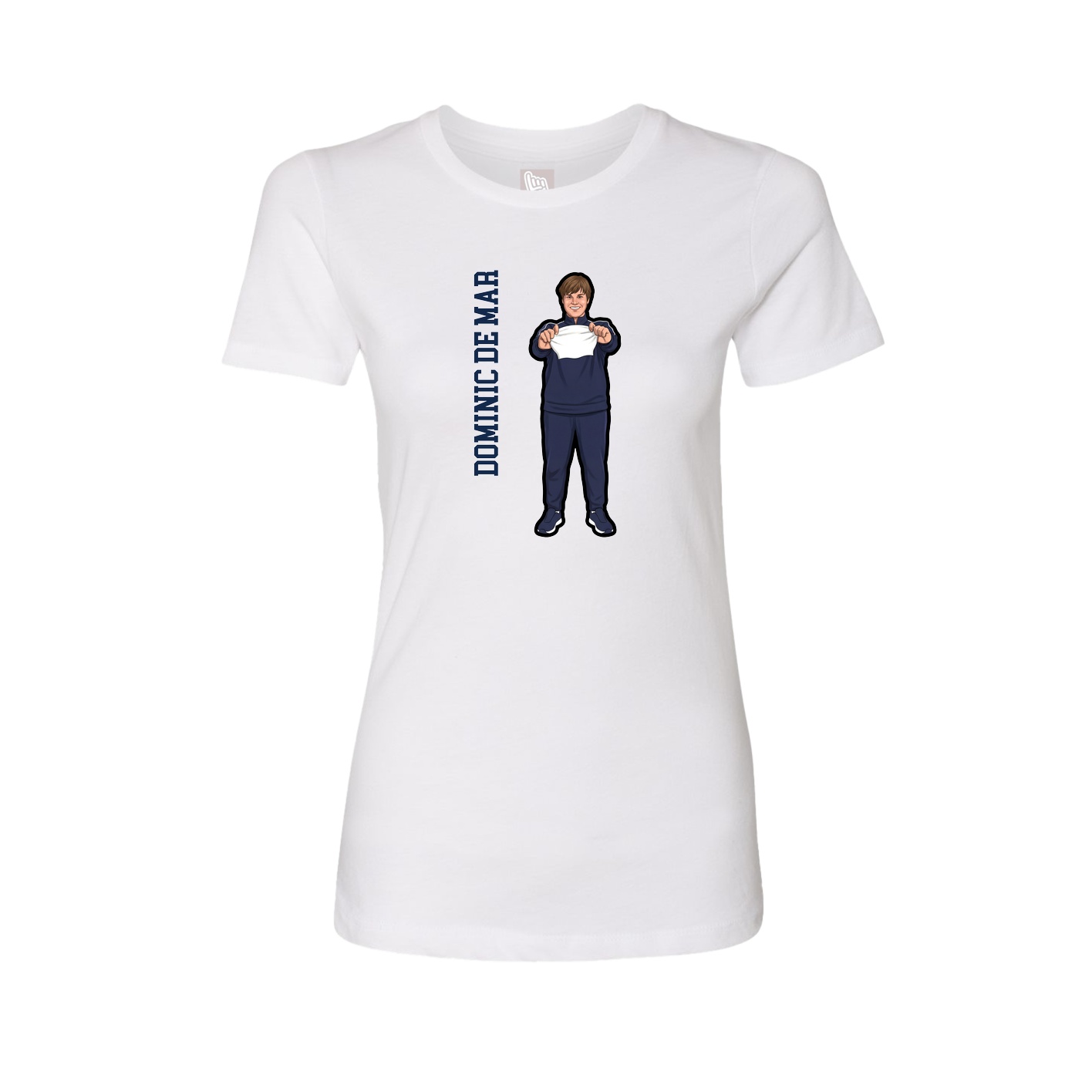 Fitted Women's Tee — Name Vertical in White