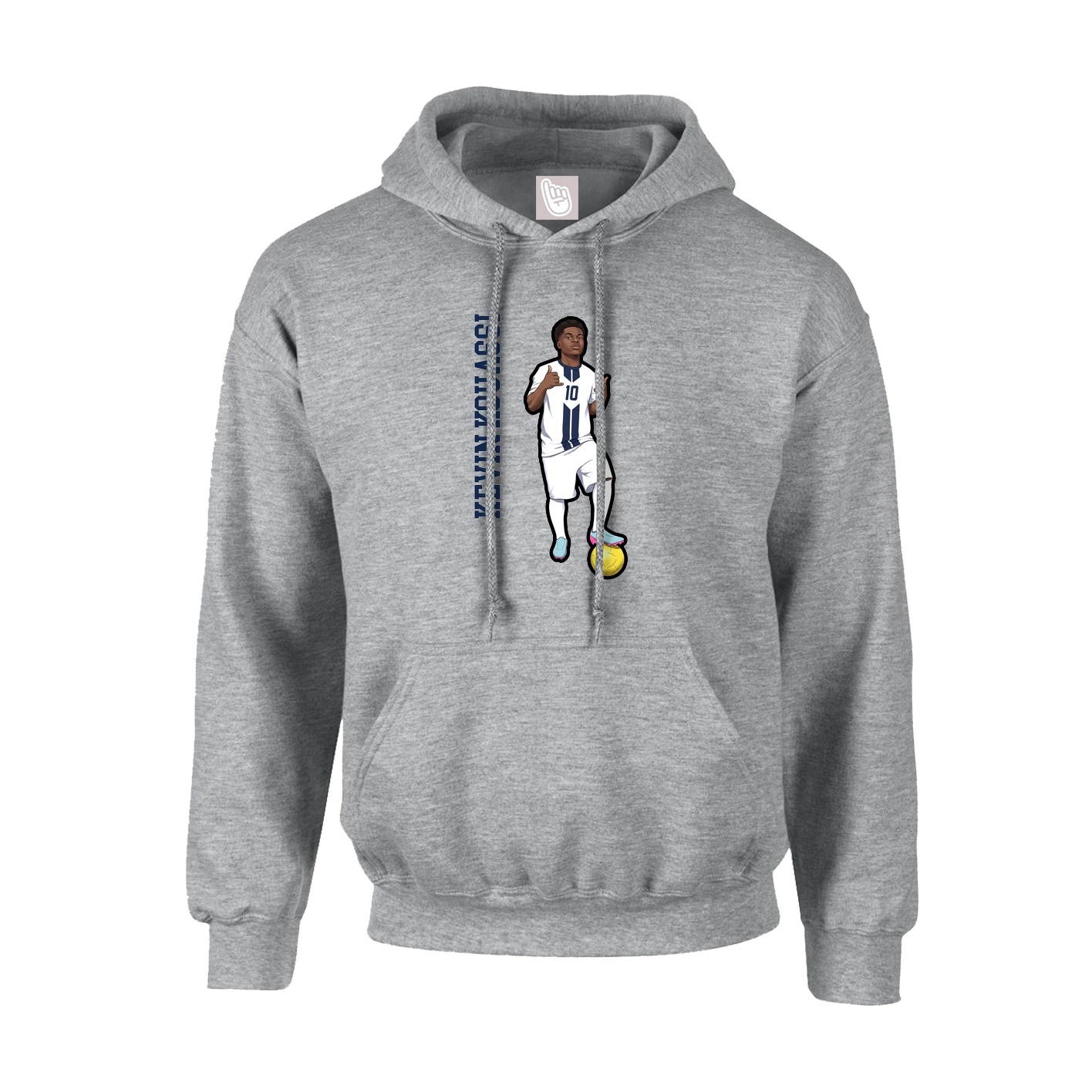 Hoodie — Name Vertical in Grey