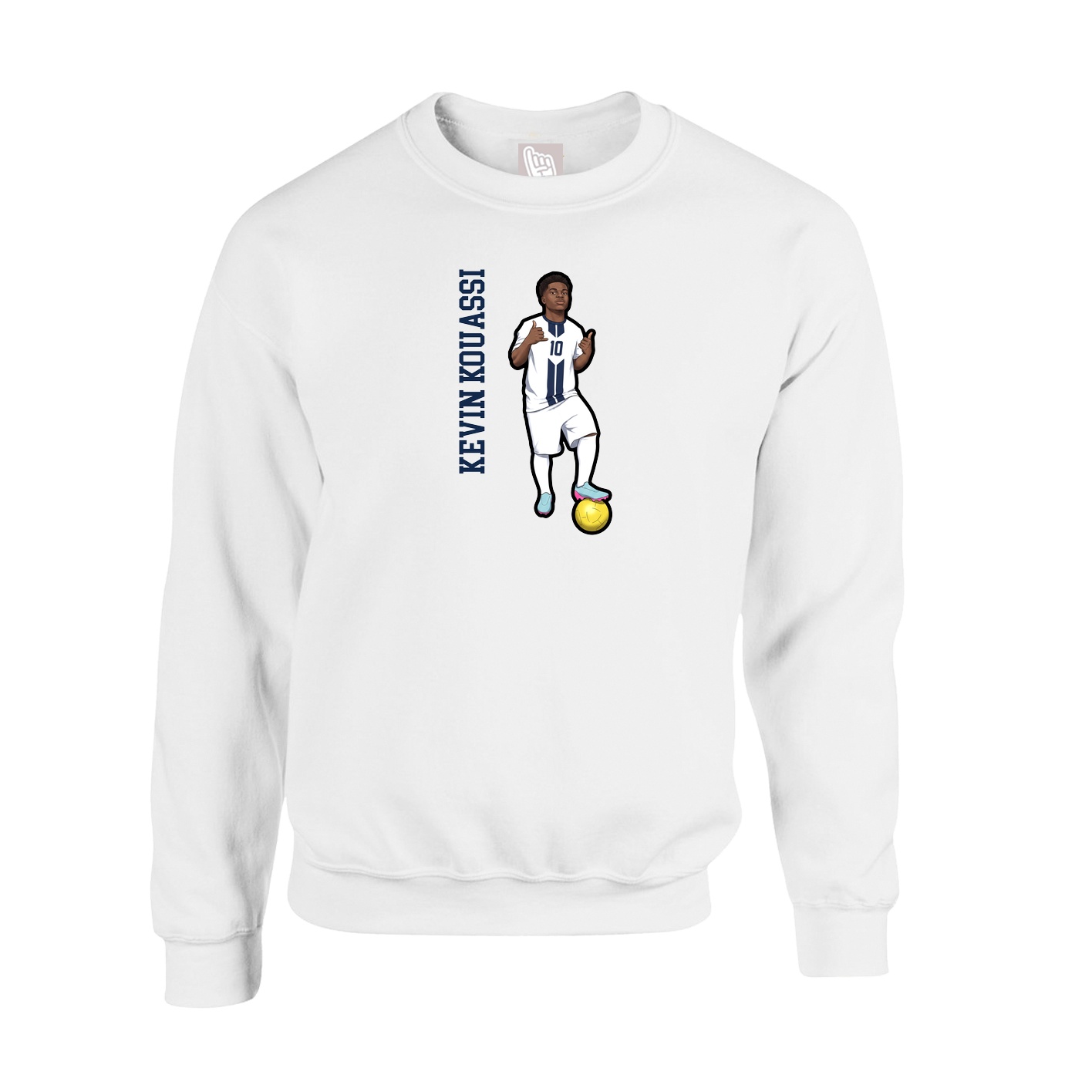 Fleece Crew — Name Vertical in White
