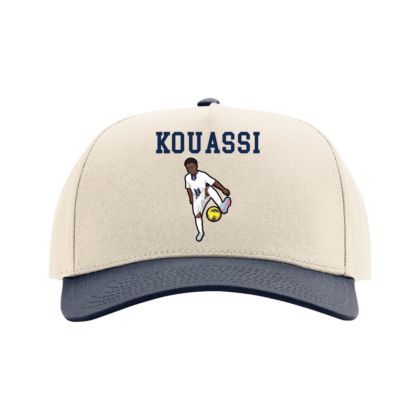 Full Fabric Five-Panel Champ Cap — Shirsey in Cream/Navy