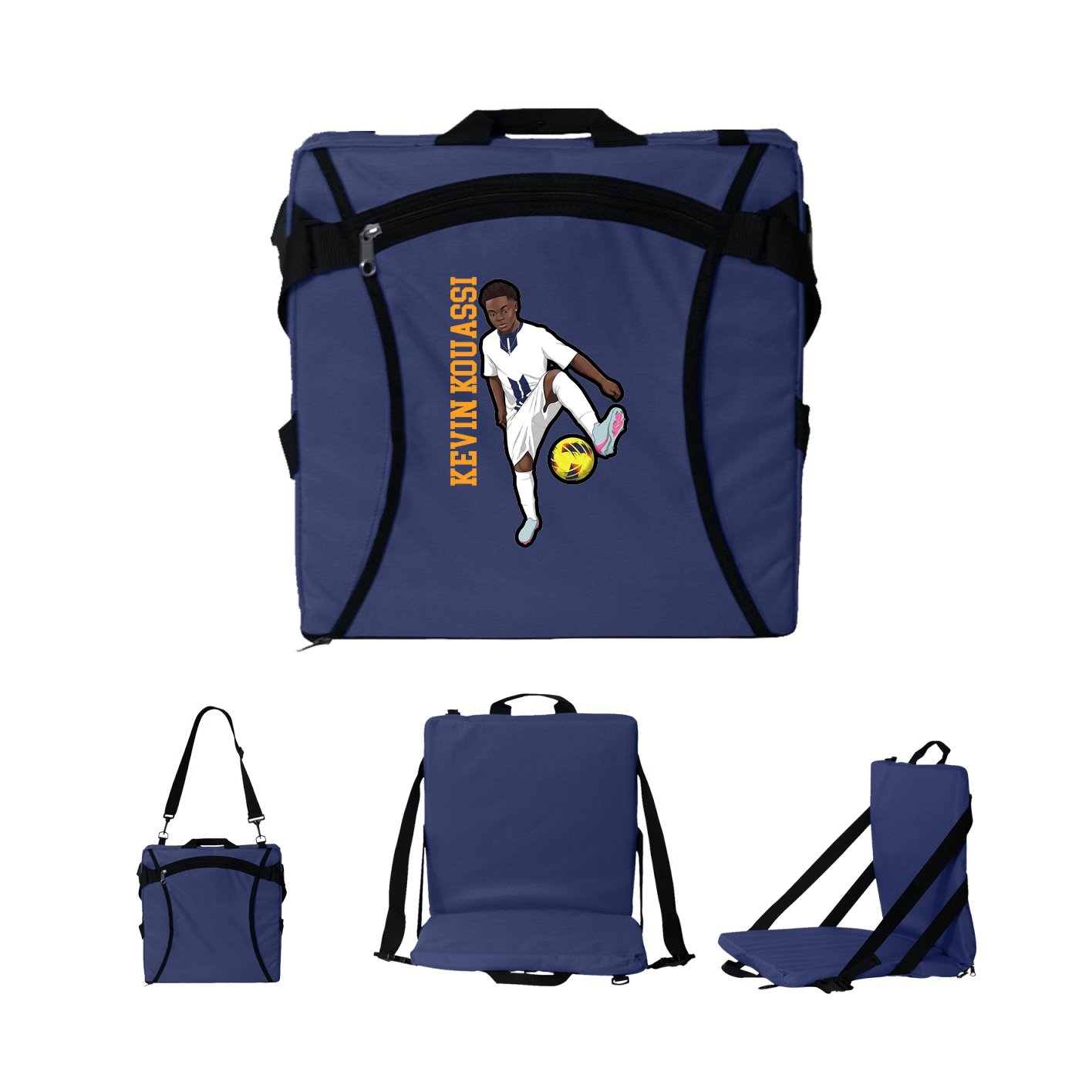 Folding Stadium Seat — Name Vertical in Navy