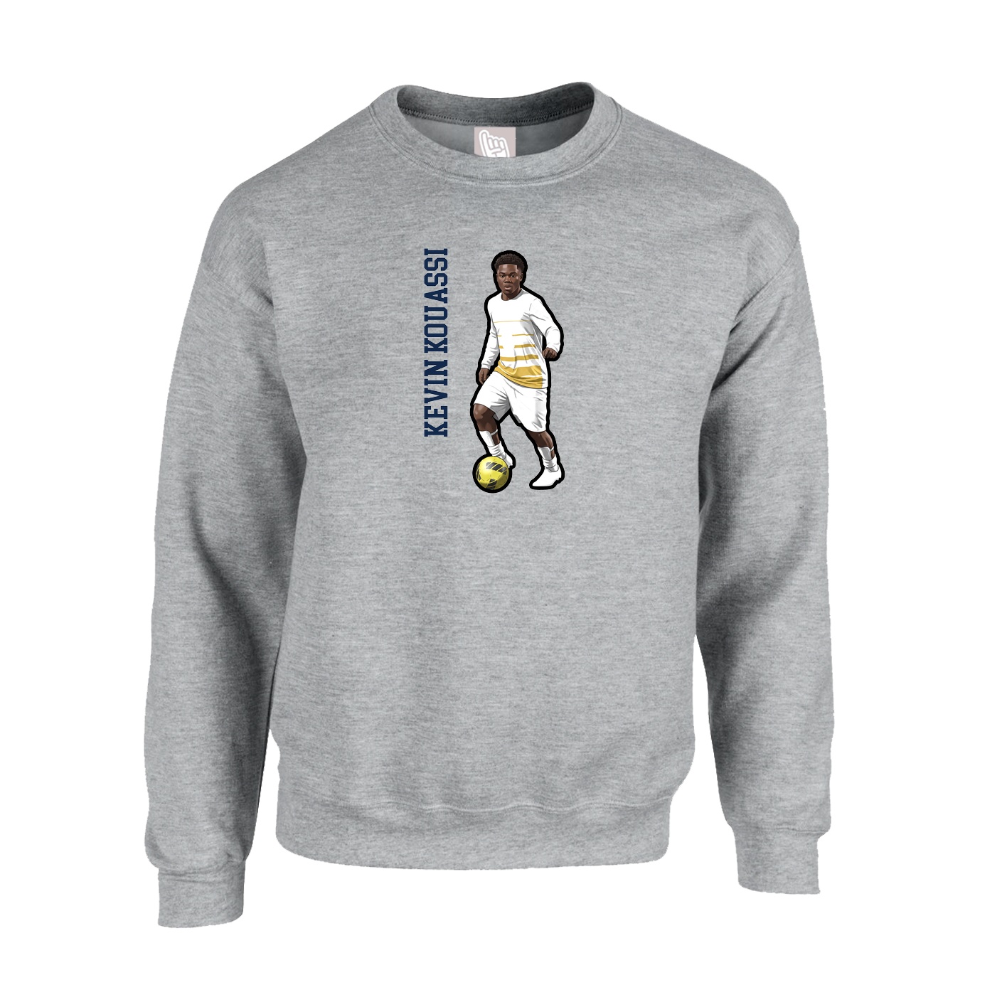 Fleece Crew — Name Vertical in Grey