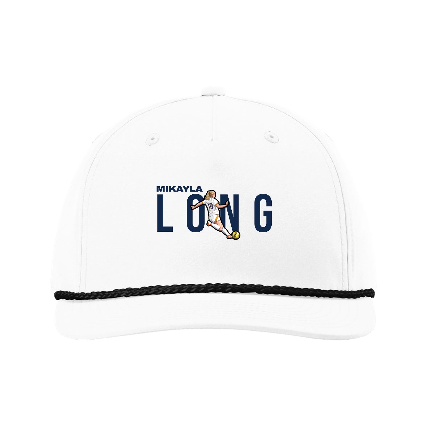 Five-Panel Classic Rope Cap — Player Name in White