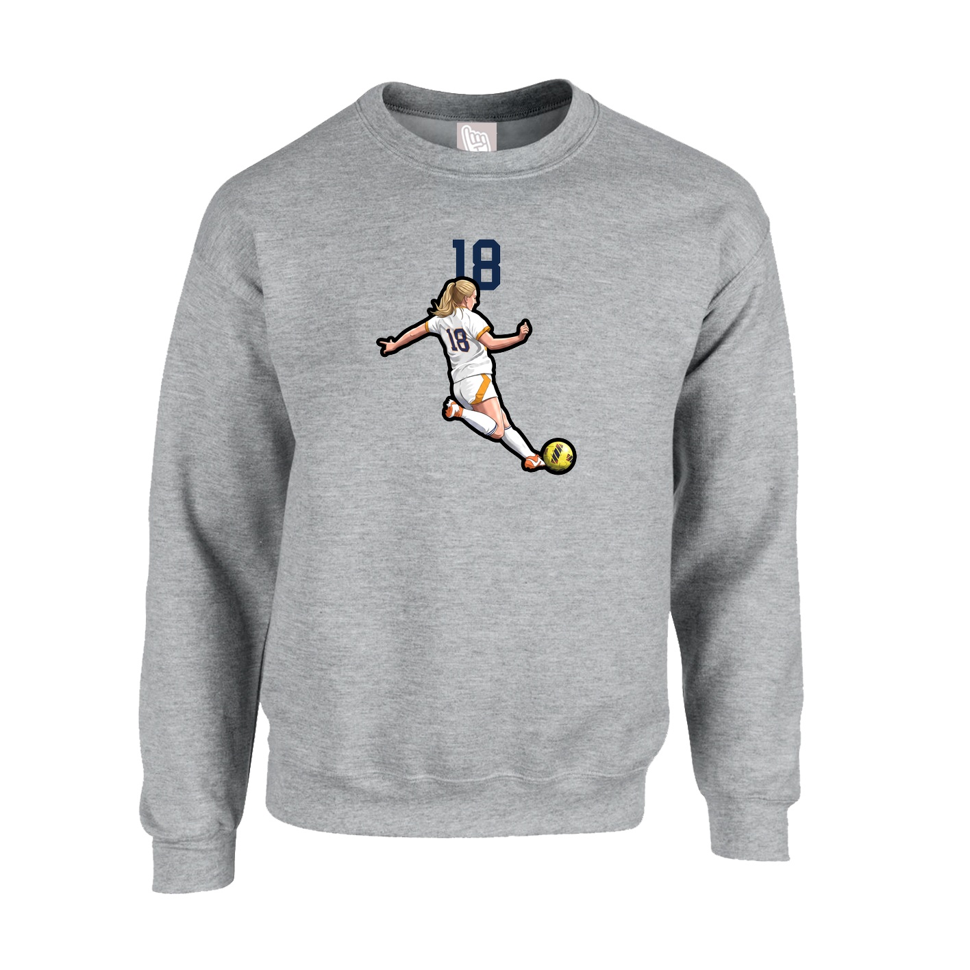Fleece Crew — Number Top in Grey