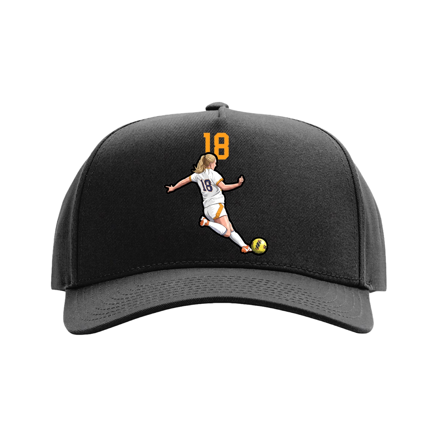 Full Fabric Five-Panel Champ Cap — Number Top in Black