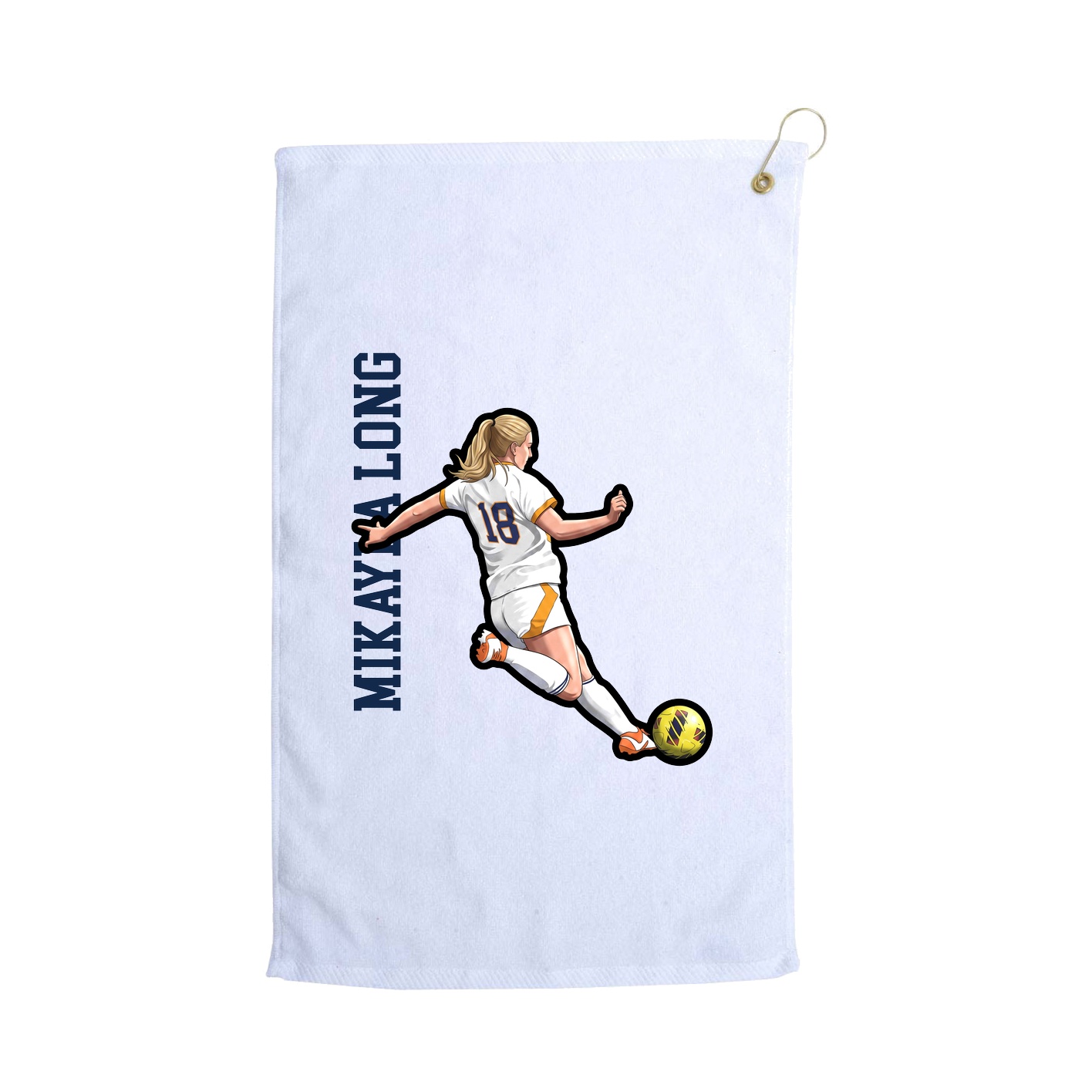 Golf Towel — Name Vertical in White