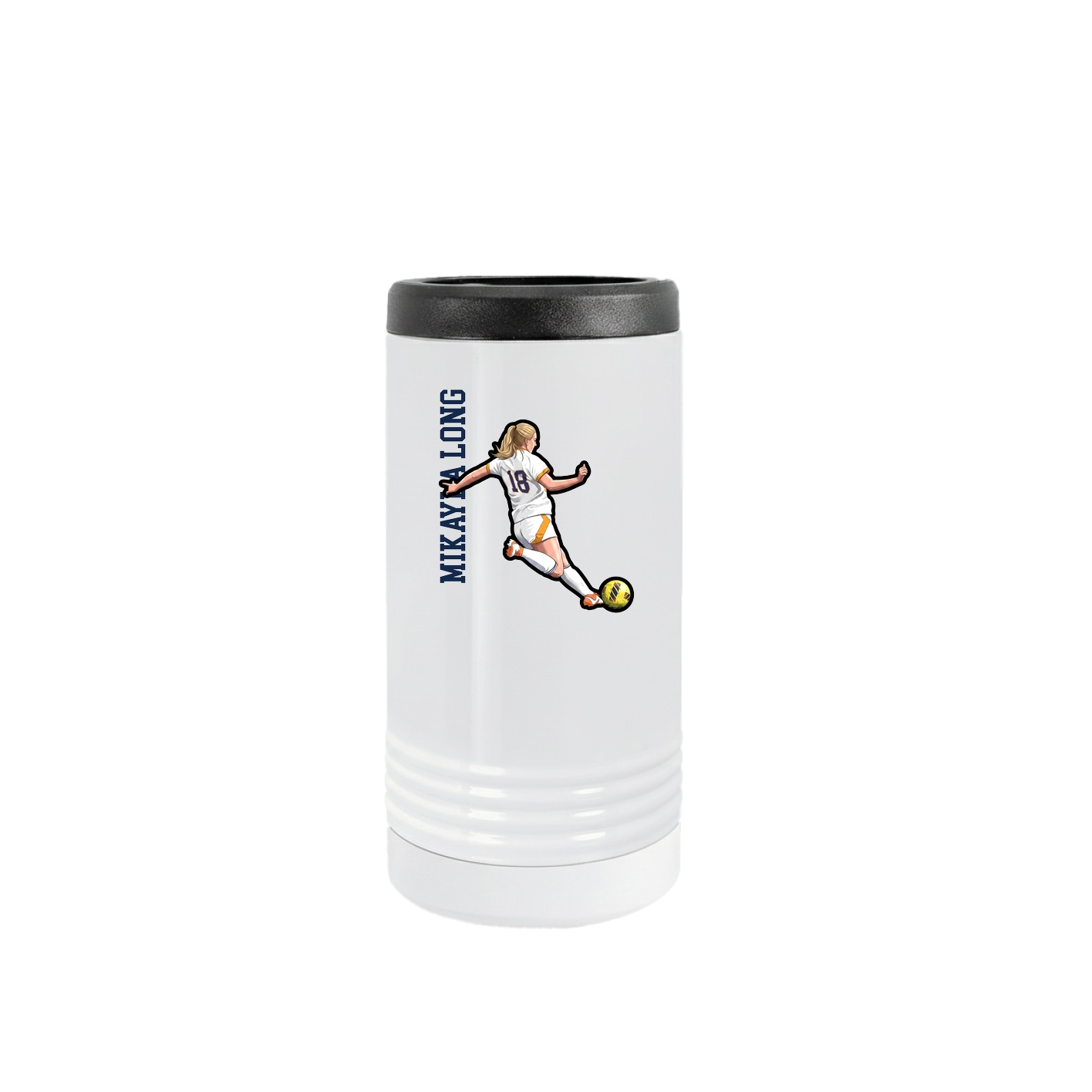 Slim Beverage Holder — Name Vertical in White