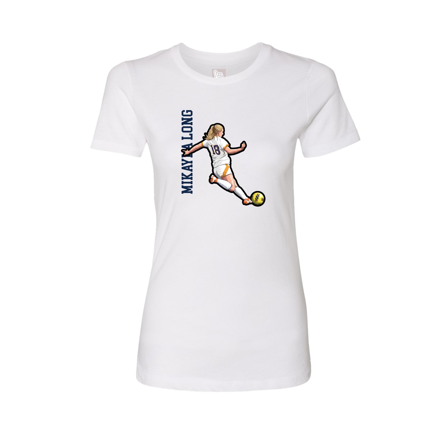 Fitted Women's Tee — Name Vertical in White