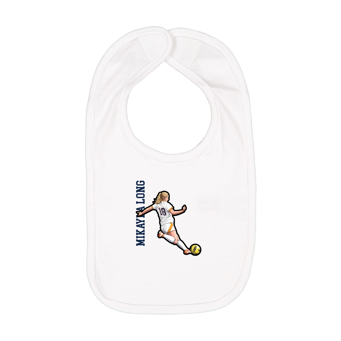Infant Bib — Name Vertical in White
