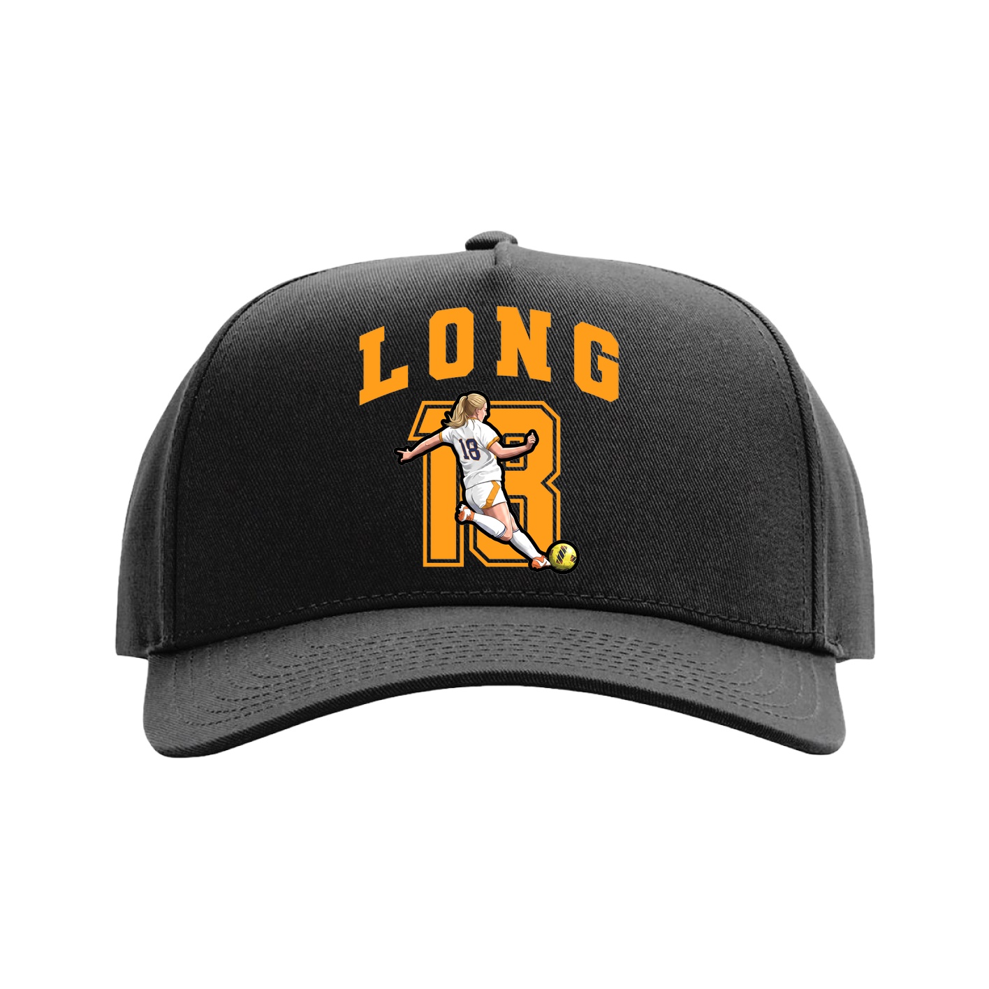 Full Fabric Five-Panel Champ Cap — Number in Black