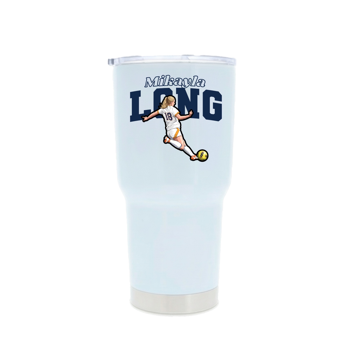 30oz Stainless Steel Tumbler — Name Arch in White