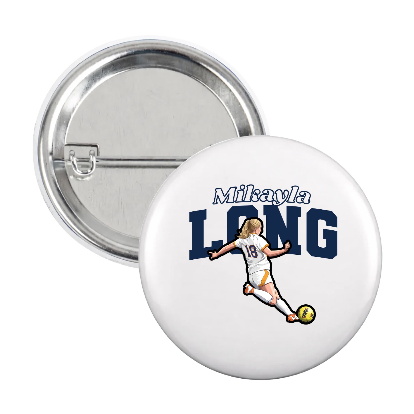 Game Day Button — Name Arch in White