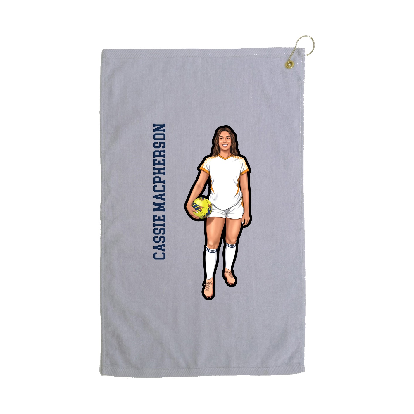 Golf Towel — Name Vertical in Grey