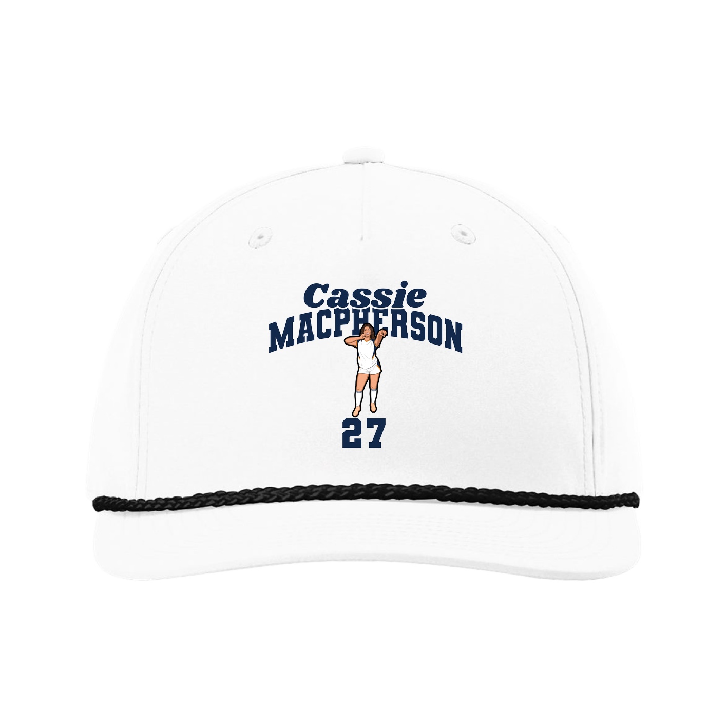 Five-Panel Classic Rope Cap — Signature Arch in White