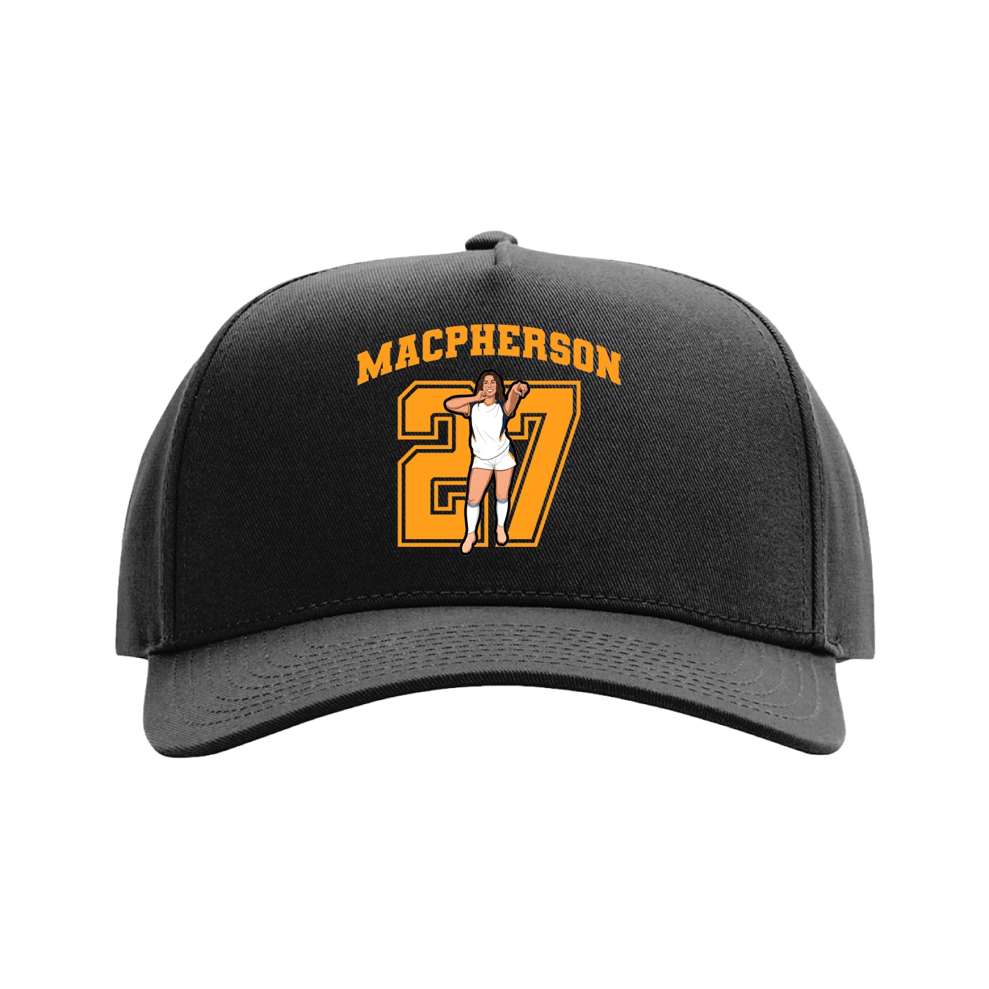 Full Fabric Five-Panel Champ Cap — Number in Black