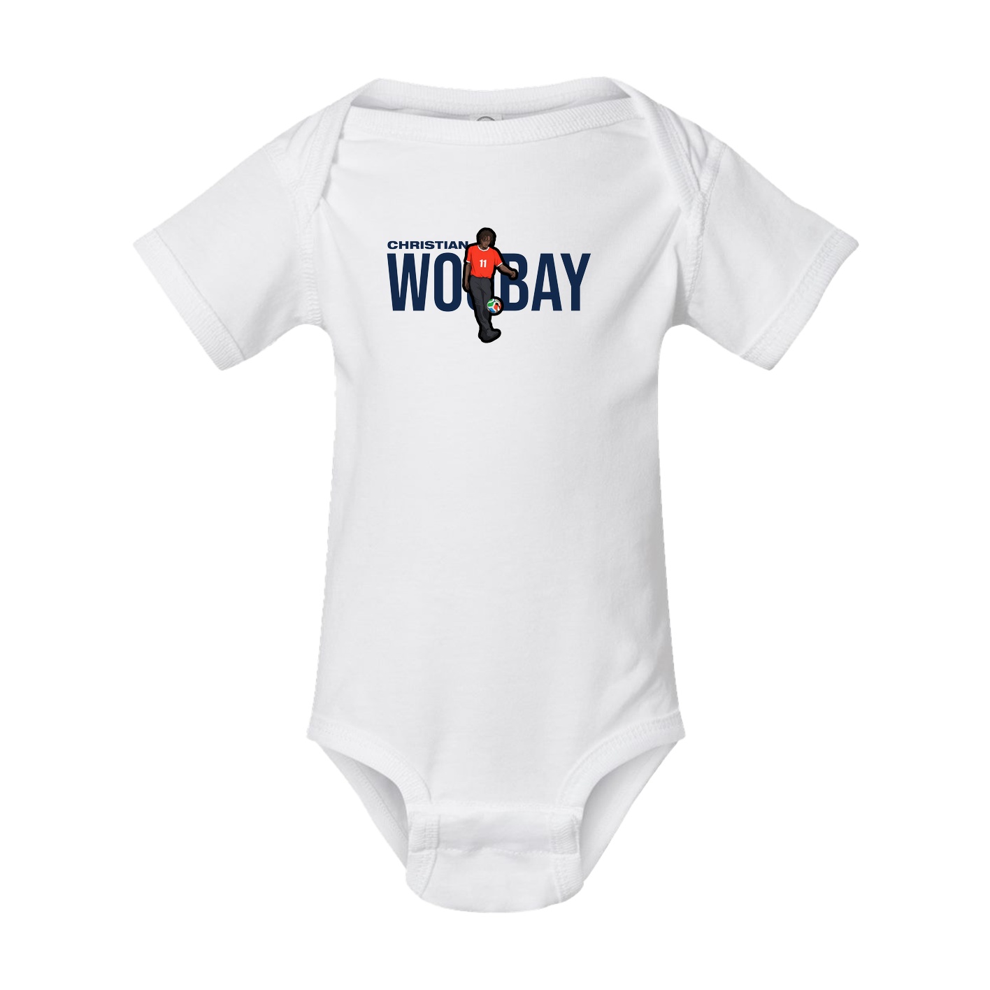 Baby Onesie — Player Name in White