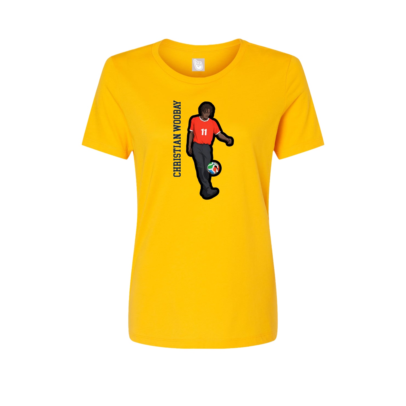Fitted Women's Tee — Name Vertical in Gold