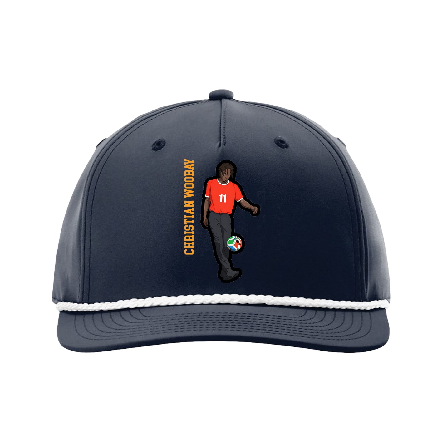 Five-Panel Classic Rope Cap — Name Vertical in Navy