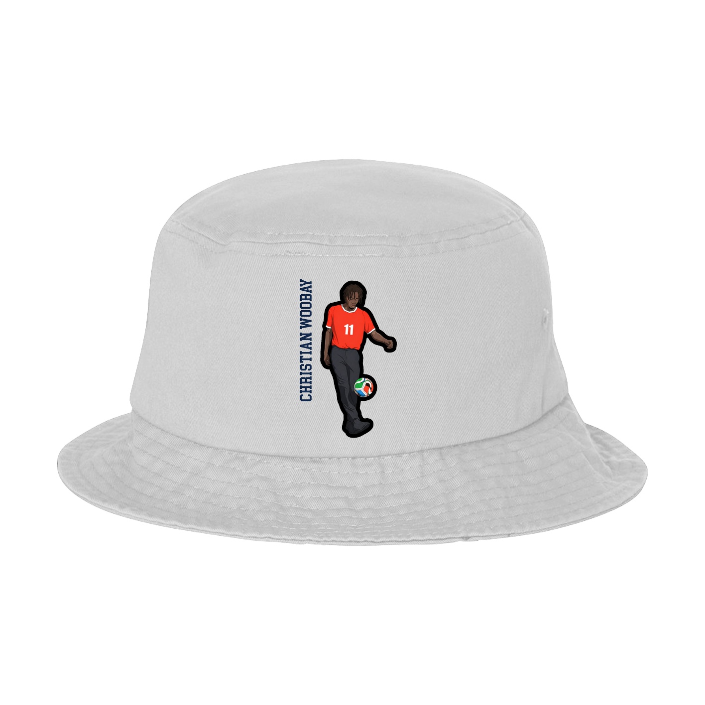 Bucket Cap — Name Vertical in White