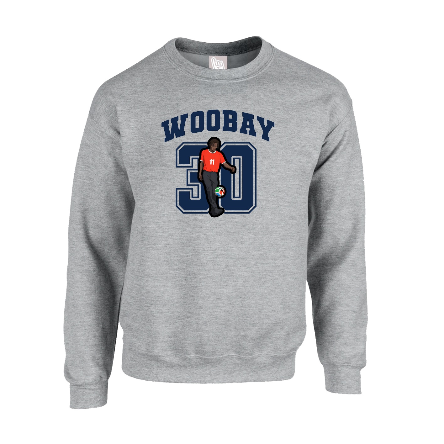 Fleece Crew — Number in Grey