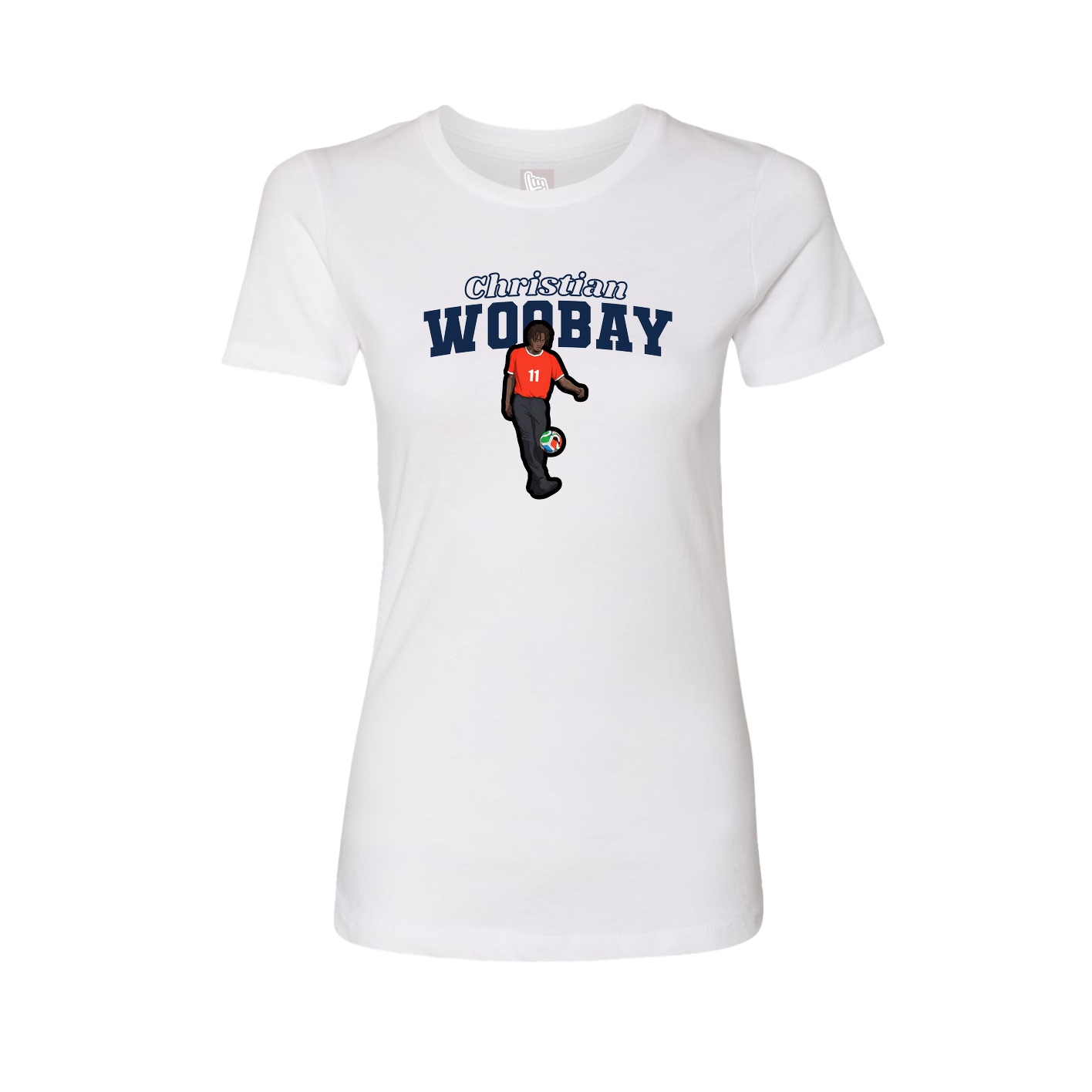 Fitted Women's Tee — Name Arch in White