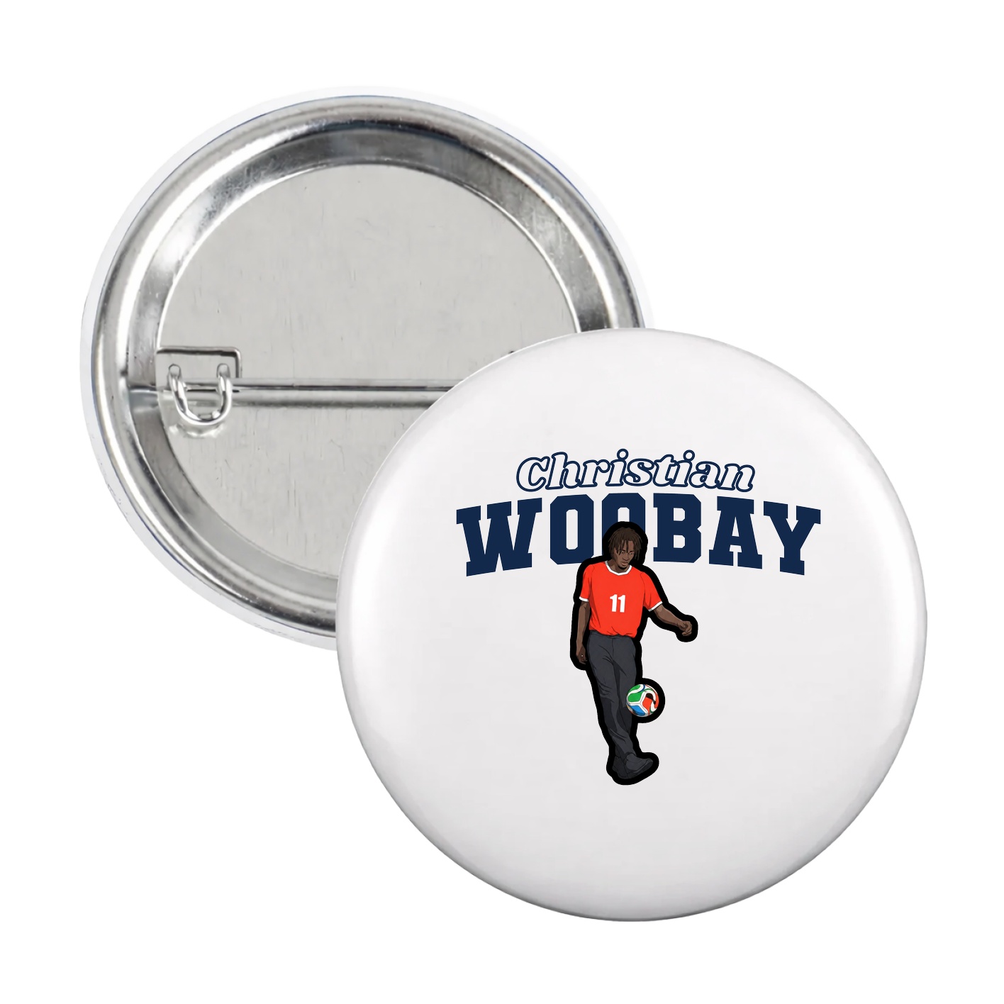 Game Day Button — Name Arch in White