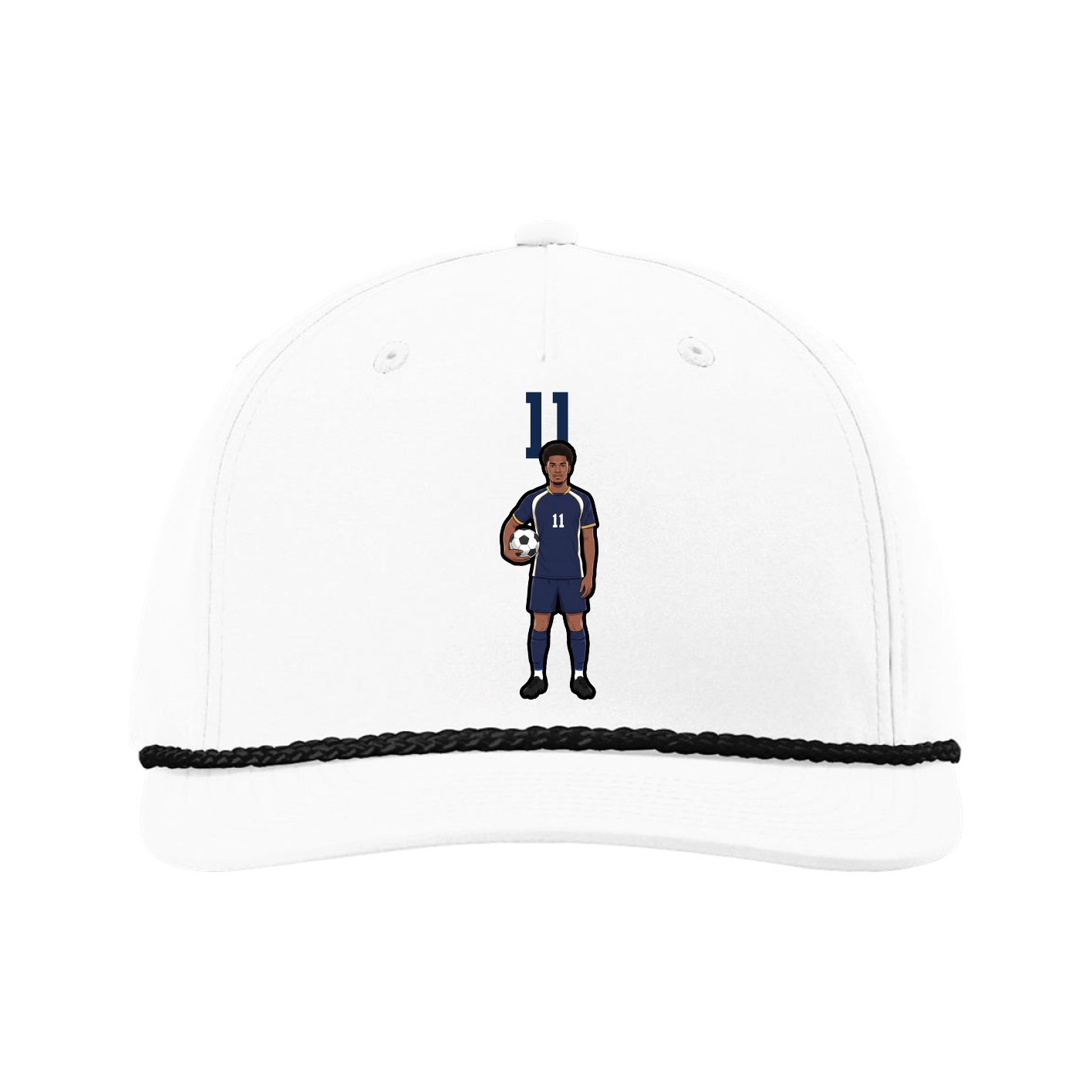 Five-Panel Classic Rope Cap — Number Top in White