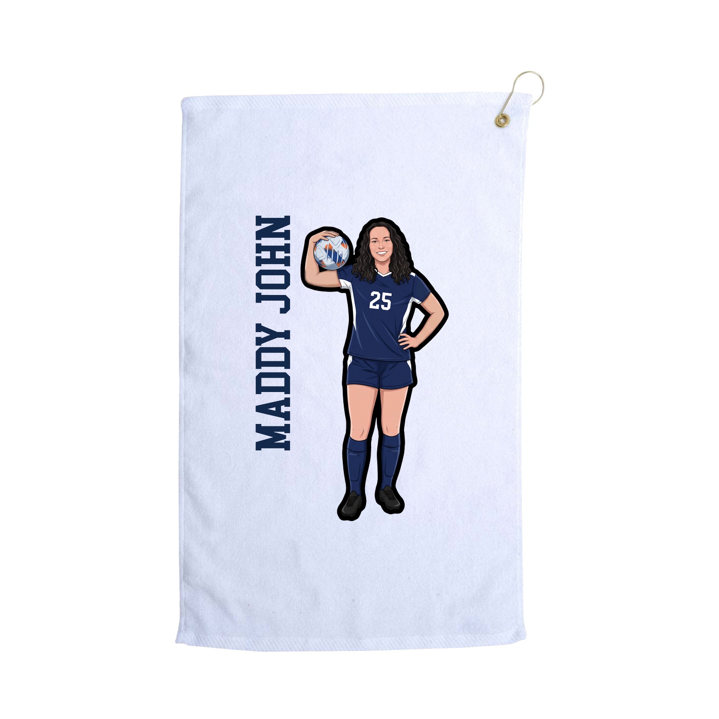 Golf Towel — Name Vertical in White