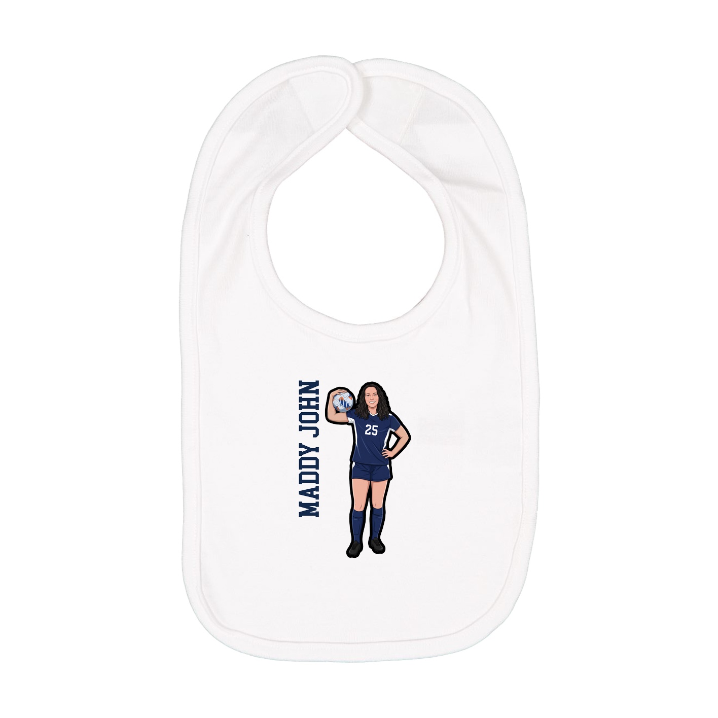 Infant Bib — Name Vertical in White