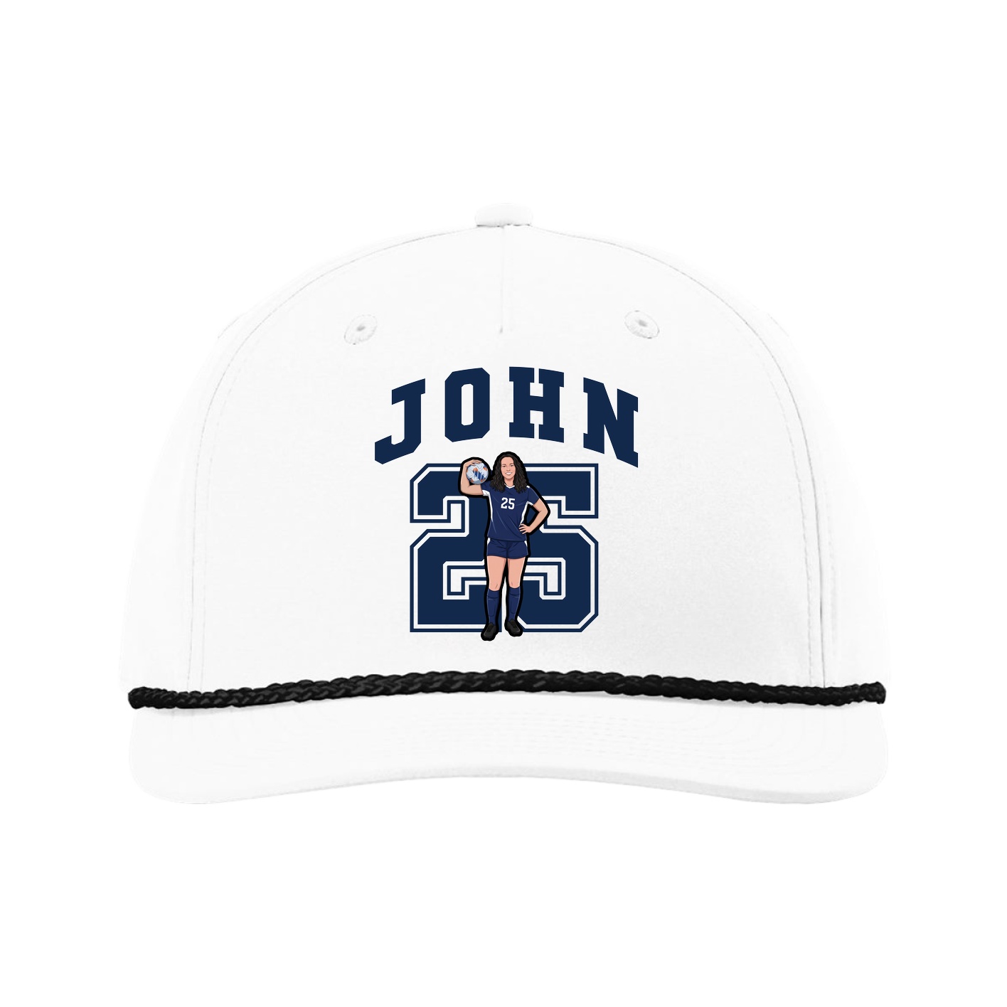 Five-Panel Classic Rope Cap — Number in White
