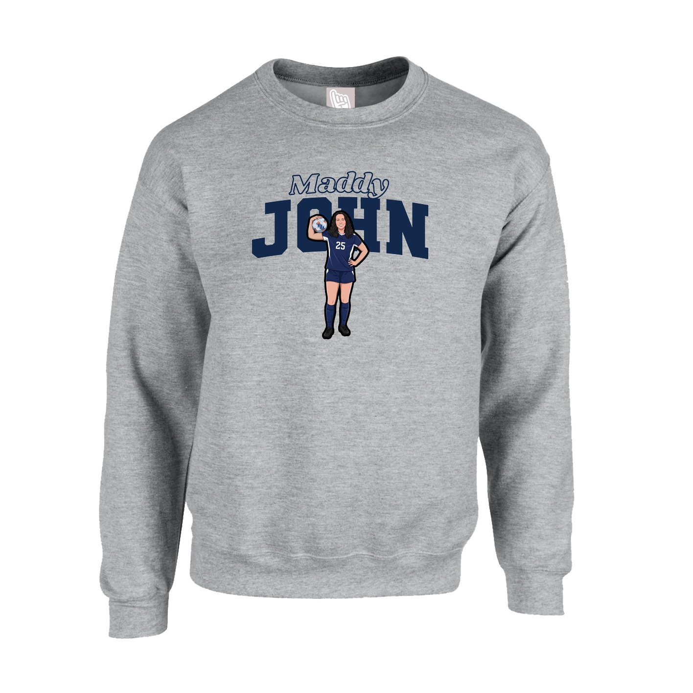 Fleece Crew — Name Arch in Grey