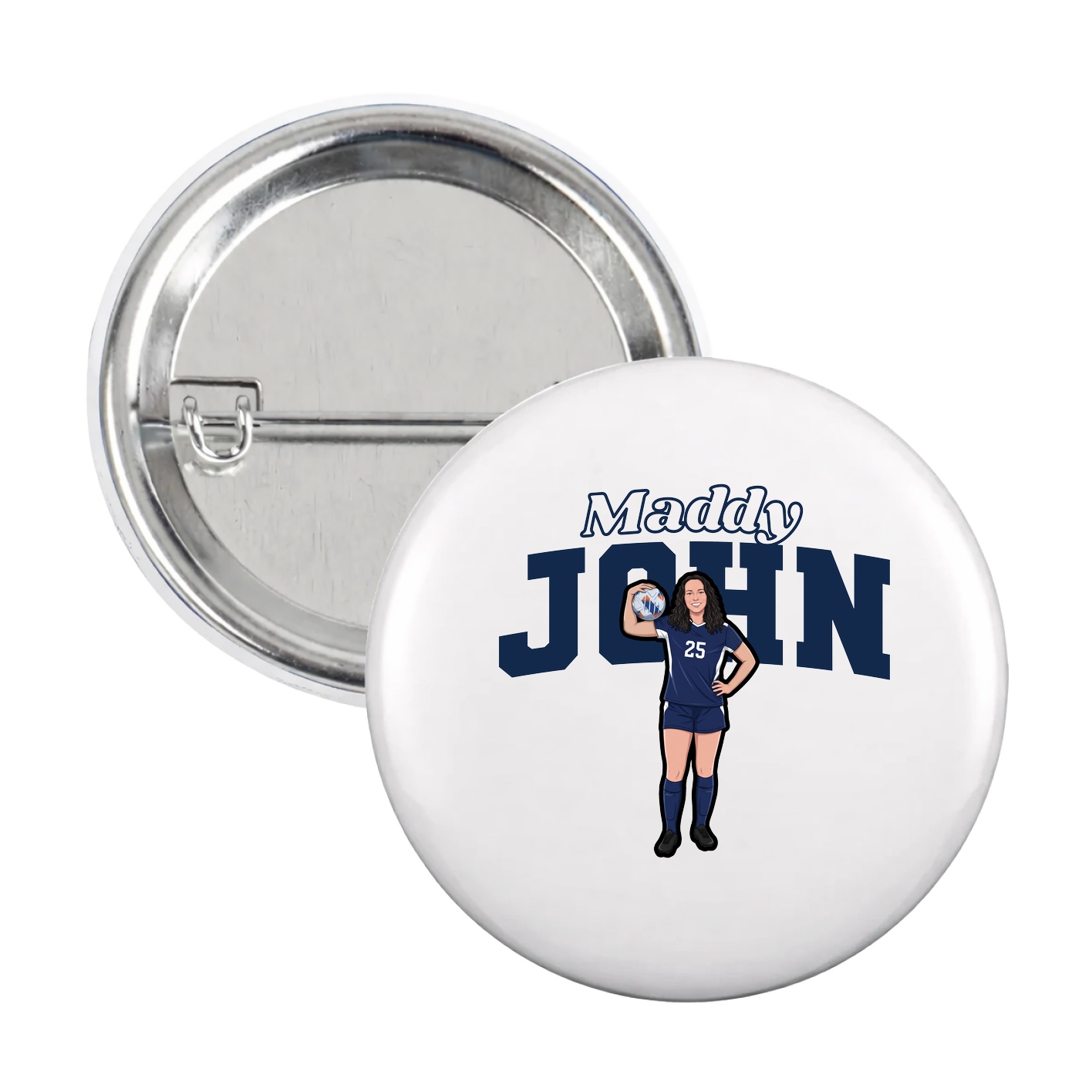 Game Day Button — Name Arch in White