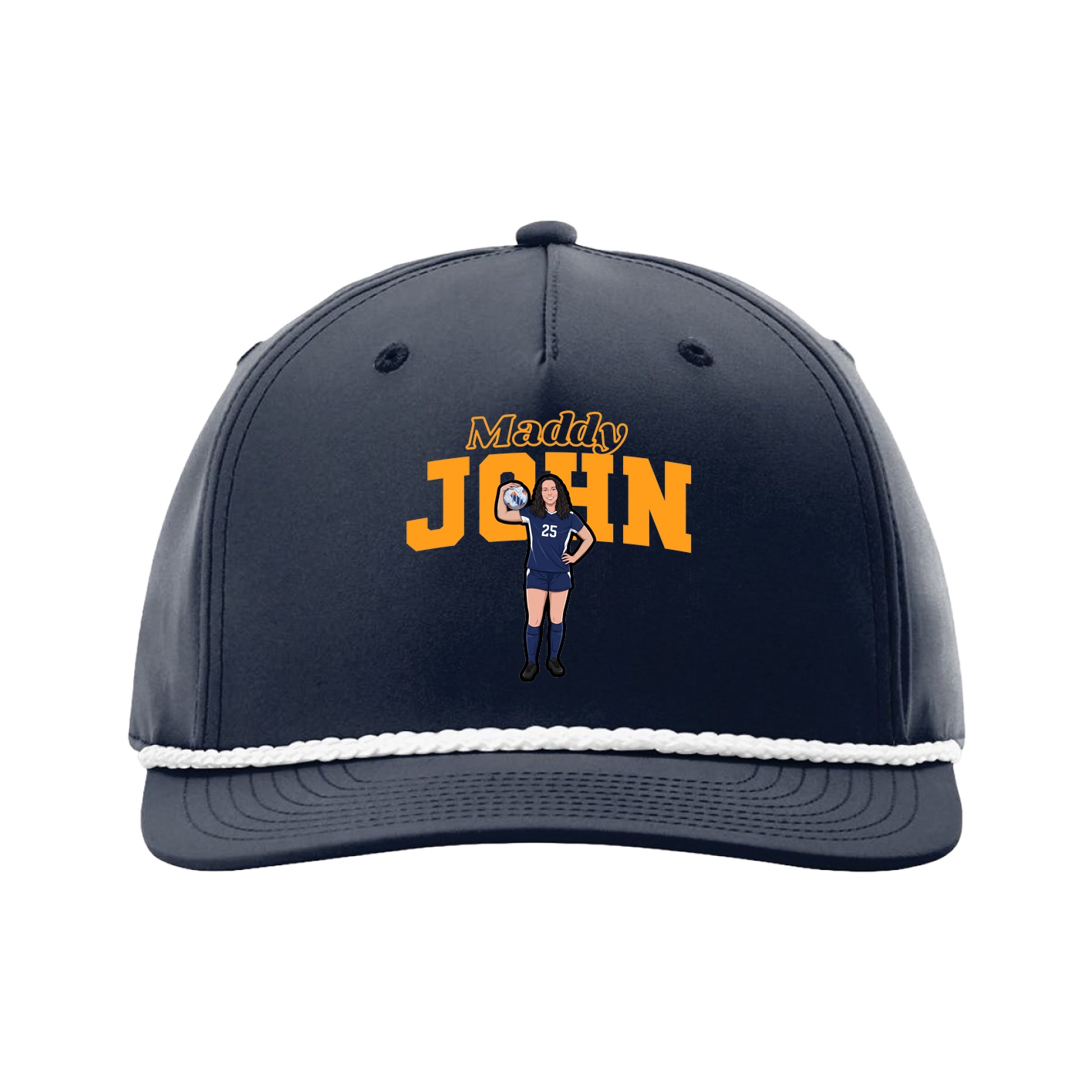 Five-Panel Classic Rope Cap — Name Arch in Navy