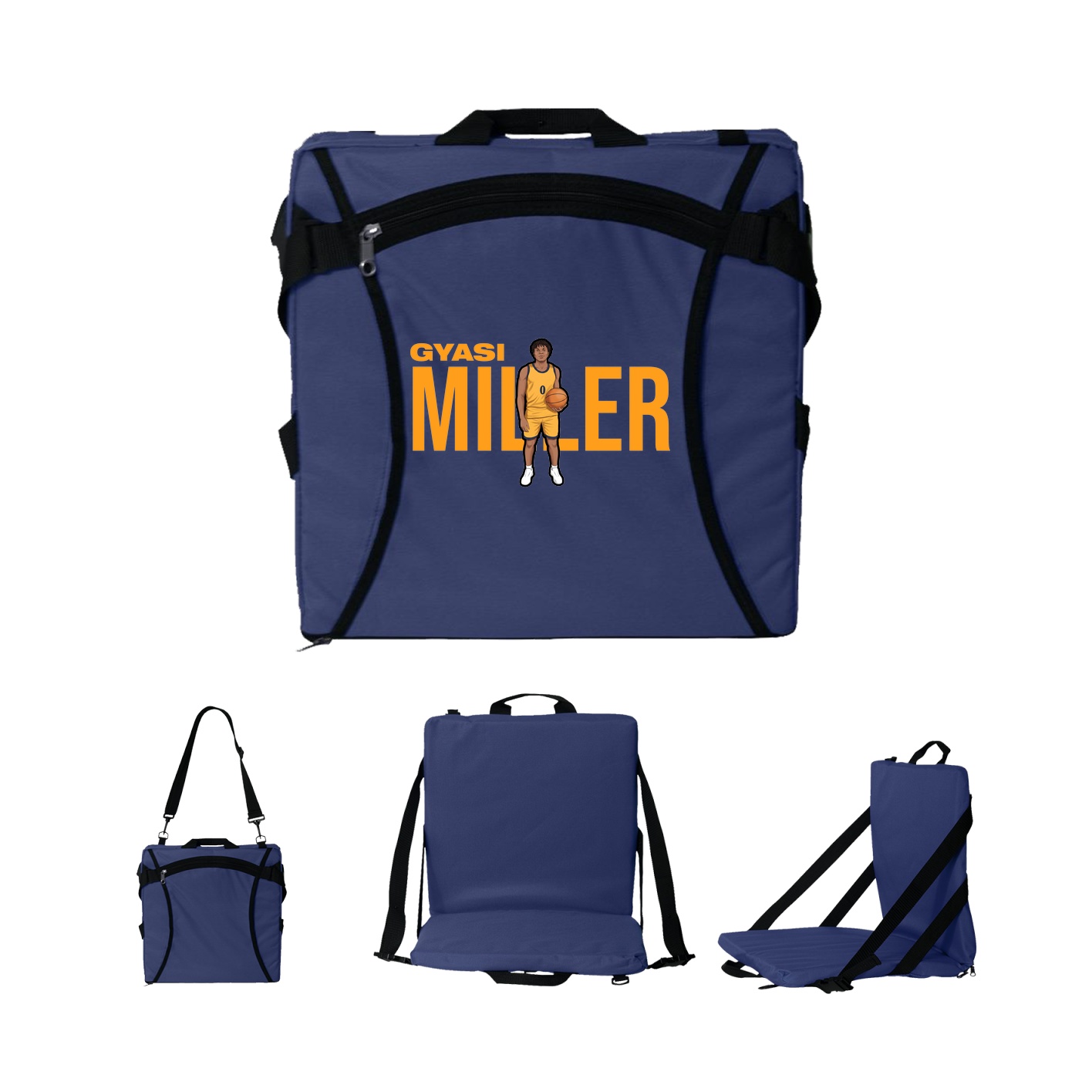 Folding Stadium Seat — Player Name in Navy