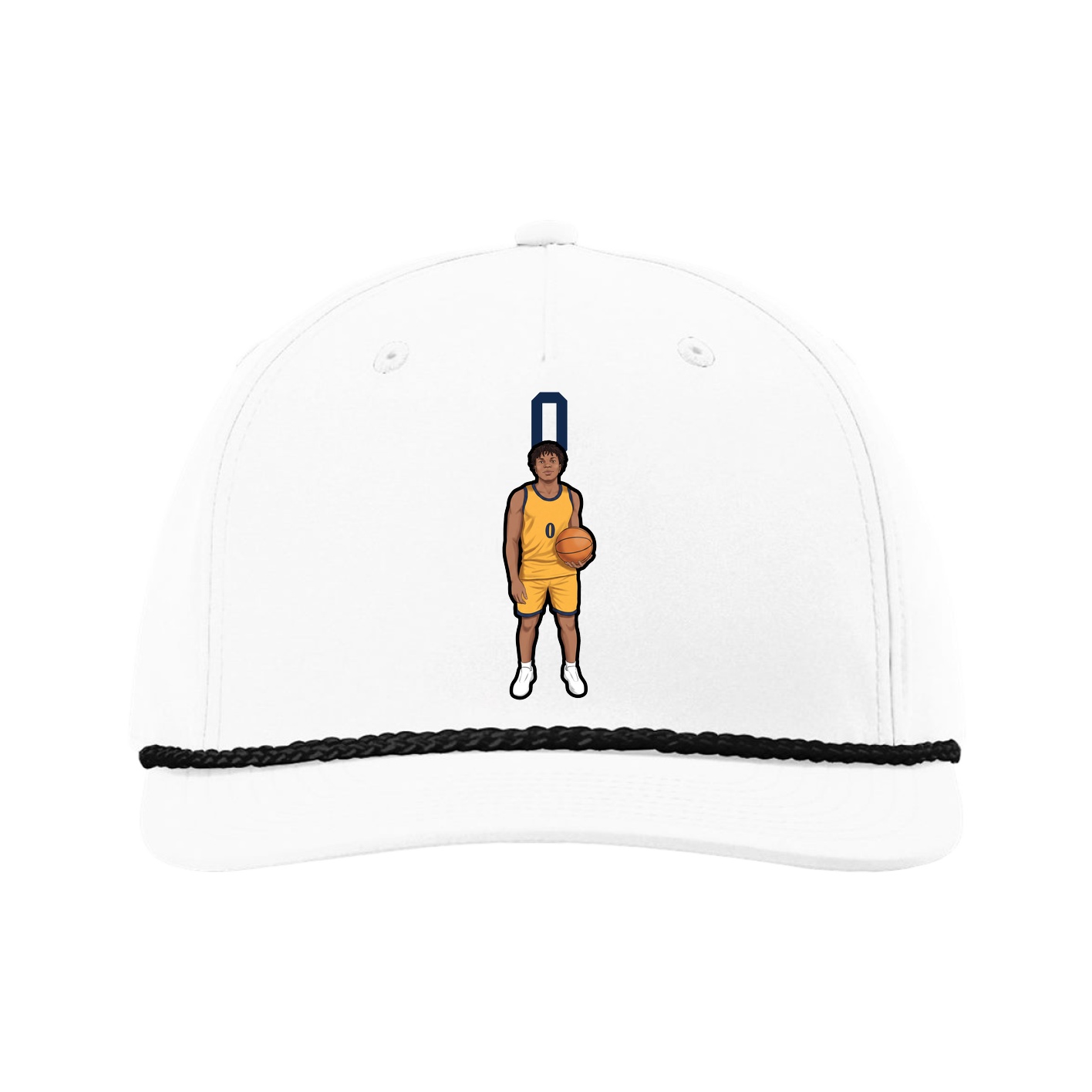 Five-Panel Classic Rope Cap — Number Top in White
