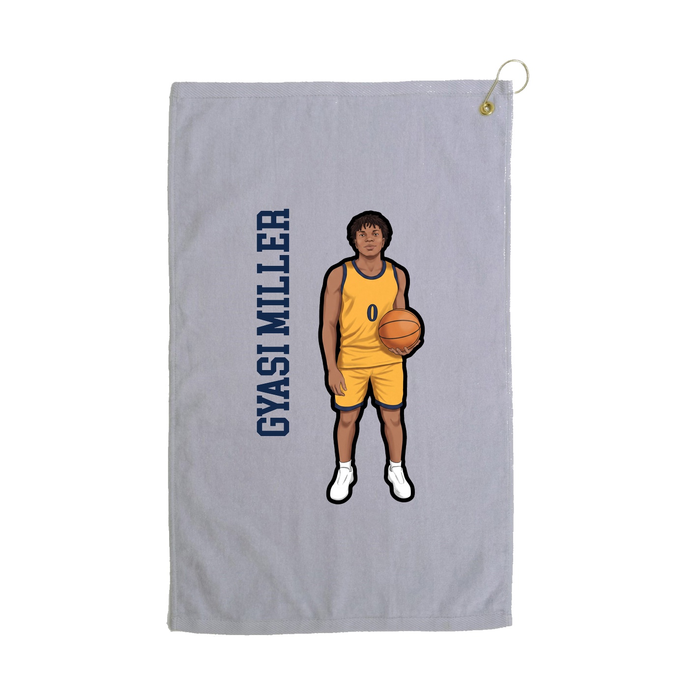 Golf Towel — Name Vertical in Grey