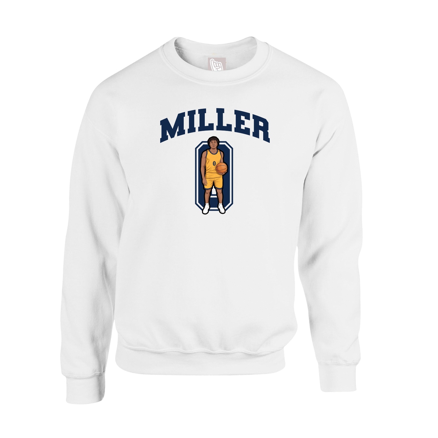 Fleece Crew — Number in White