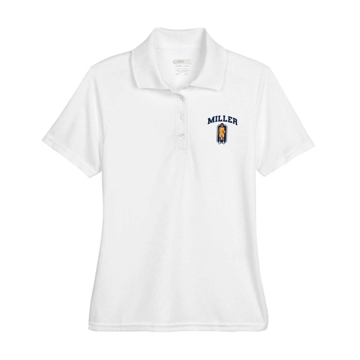 Womens Performance Polo — Number in White